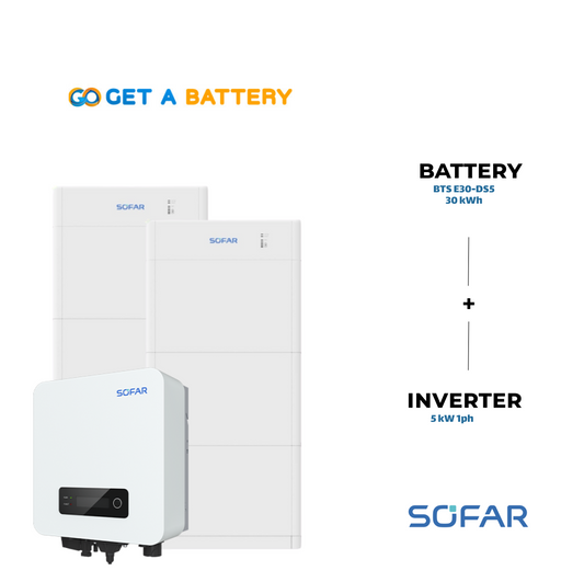 Sofar 30 KWh Battery 
Sofar 5kW 1-ph Hybrid Inverter 