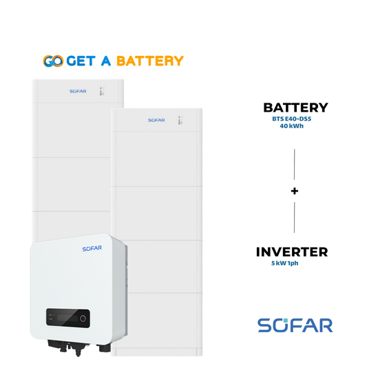 Sofar 40 KWh Battery 
Sofar 5kW 1-ph Hybrid Inverter 