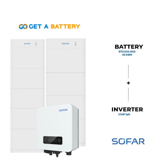Sofar 45 KWh Battery
Sofar 5kW 1-ph Hybrid Inverter