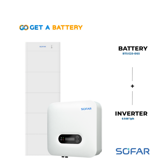 Sofar 25 KWh Battery
Sofar 6kW 1-ph Hybrid Inverter
