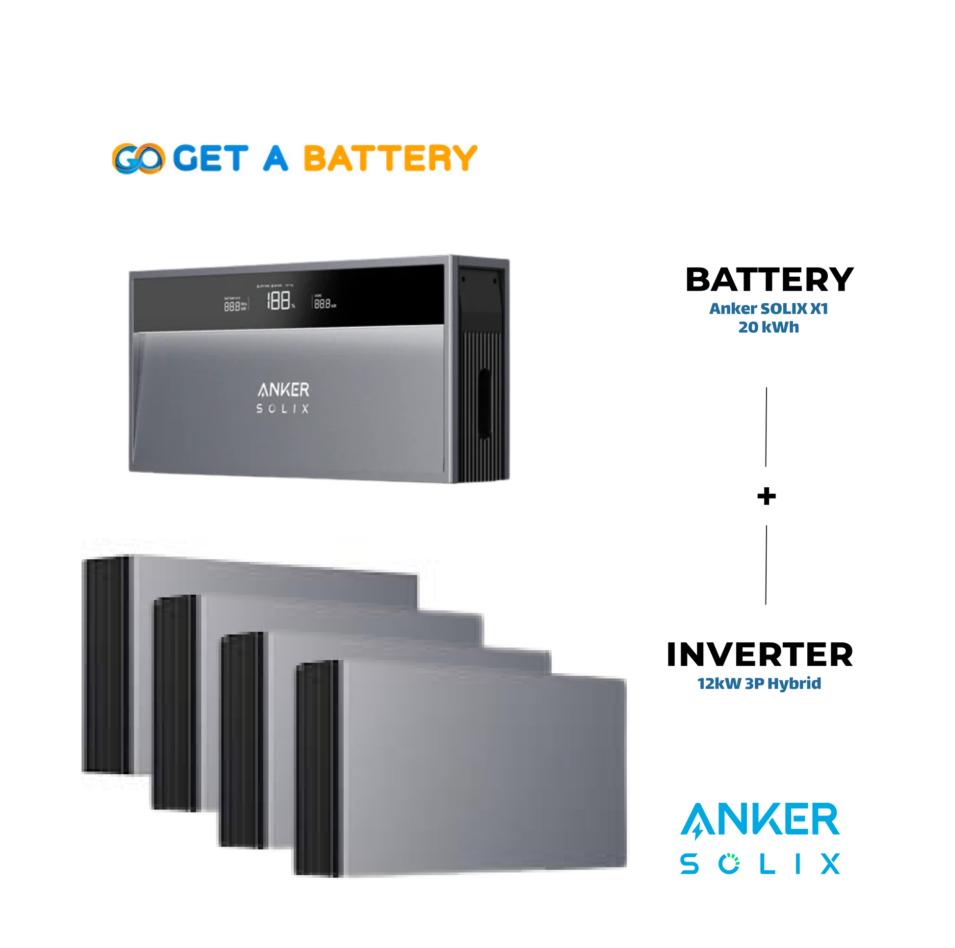 Anker 20 KWh Battery
12kW 3-ph Hybrid Inverter