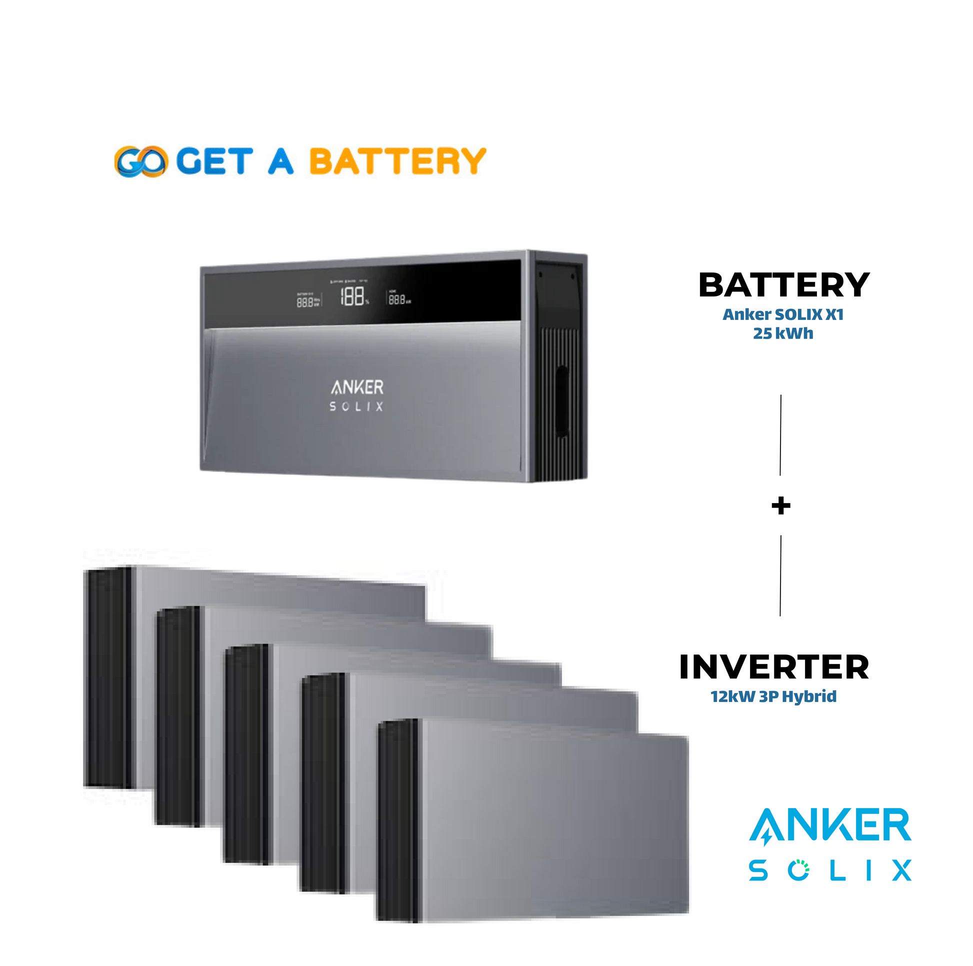 Anker 25 KWh Battery
12kW 3-ph Hybrid Inverter
