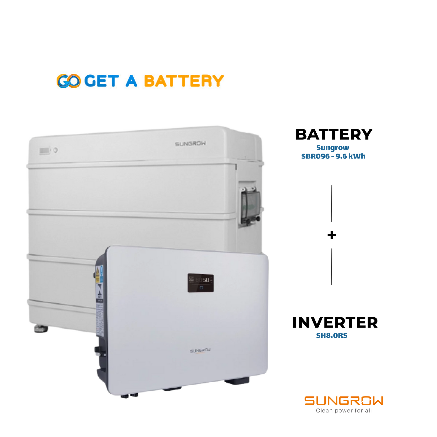 Sungrow SBR096 (9.6 kWh) Battery with Sungrow 8 kW 1-Phase Hybrid Inverter